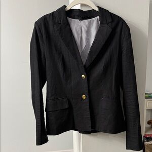 Black Women's Linen Blazer with Gold Buttons